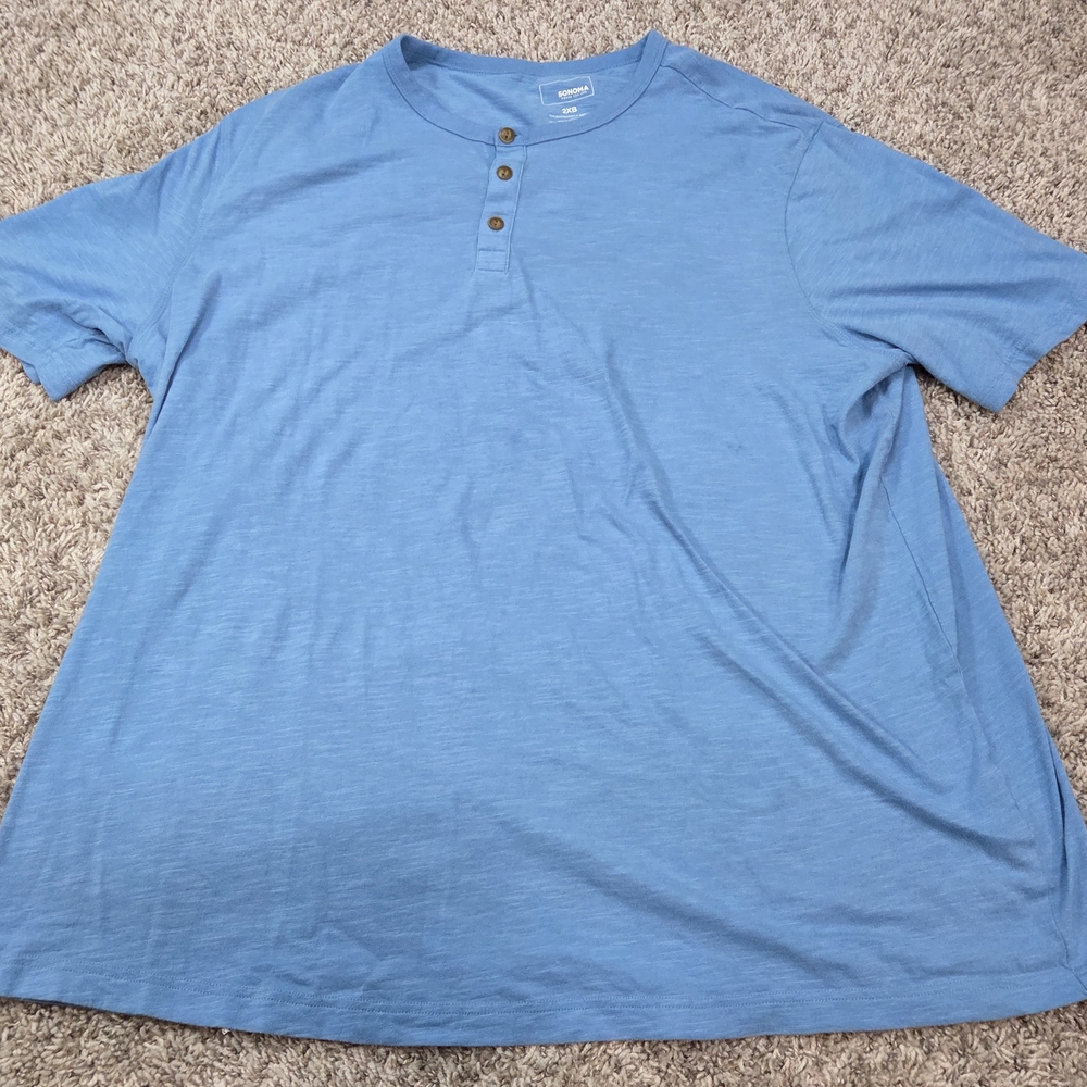 Sonoma Goods For‎ Life Blue Henley Shirt 2XB Big & Tall